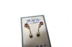RHODIUME STUDS WITH COL STONE INSETS IN PVC GIFT BOX