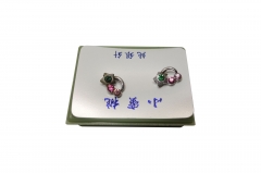 RHODIUME STUDS WITH COL STONE INSETS IN PVC GIFT BOX