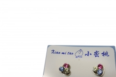 RHODIUME STUDS WITH COL STONE INSETS IN PVC GIFT BOX