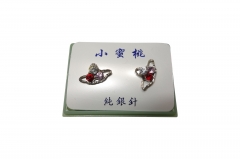 RHODIUME STUDS WITH COL STONE INSETS IN PVC GIFT BOX