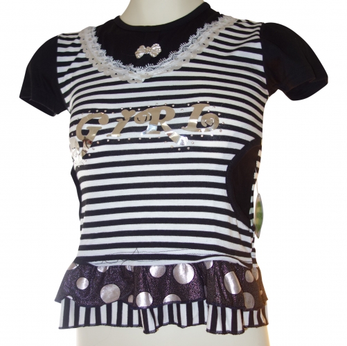 GRLS T SHIRT WITH GIRL LOGO SEQUINE BELT SIZE 4-6 YRS