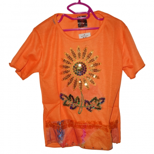 GIRLS POLYESTOR TOP WITH SUNFLOWER DESIGN  SIZE 4-6 YR OLDS