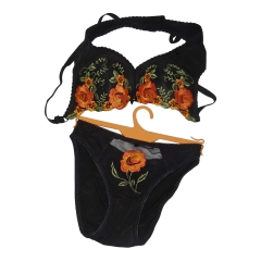 2 PC BRA & PANTY SET FLORAL EMBOSSED DESIGNS