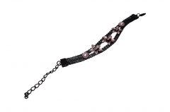 WEAVE CHAIN BLACK WITH PINK FLOWERS