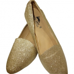 lADIES FASHION SLIP ONS WITH GOLD GLITTER FINISH ONE SIZE ONLY 38 EU