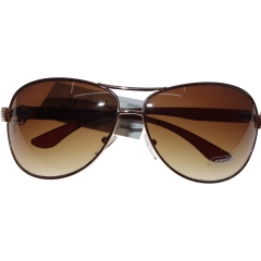METAL FRAMED MENS SUNNIES 2 TONE BROWN LENSE  PROTECTIVE POUCH