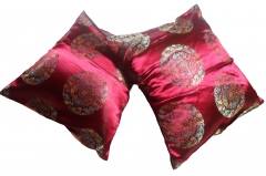 Cushions-with-satin-burgandy--Cover-slips-printed-in-tradtional-Chinese-symbols-and-prints
