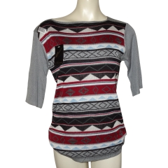 LADIES KNIITTED ACYLIC TOP WITH SKI DESIGN