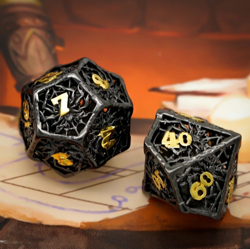 Spider Hollow Metal DND Dice Set With Box