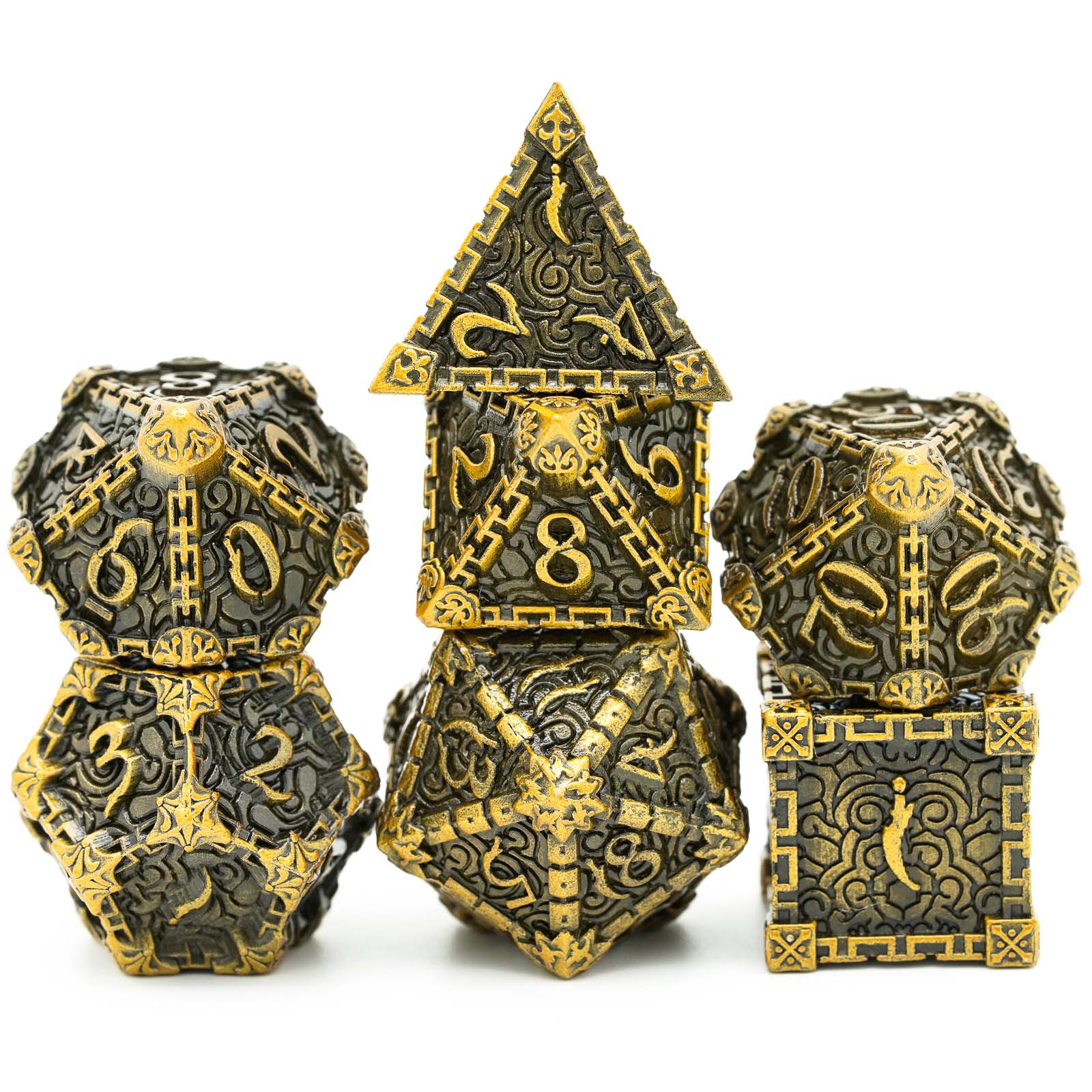 Full Set Dagger font Metal DND Dice With Bag
