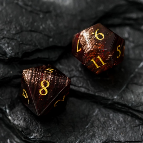 Blonde Hair Glass Dice Set With Hexagonal Leather Box