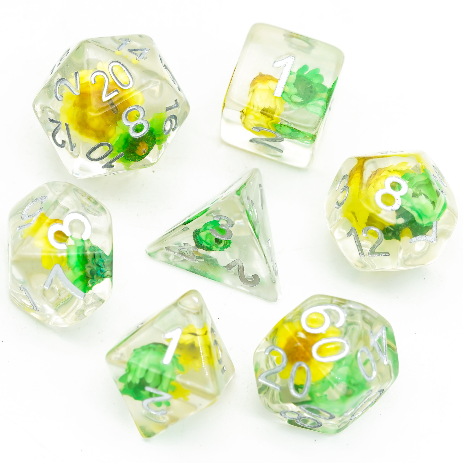 Full Set Flowers bloom Resin Dice Set With Bag