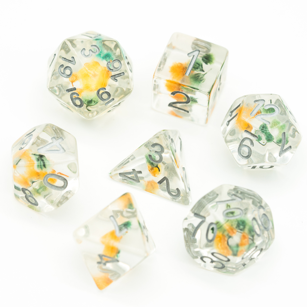 Full Set Flowers bloom Resin Dice Set With Bag