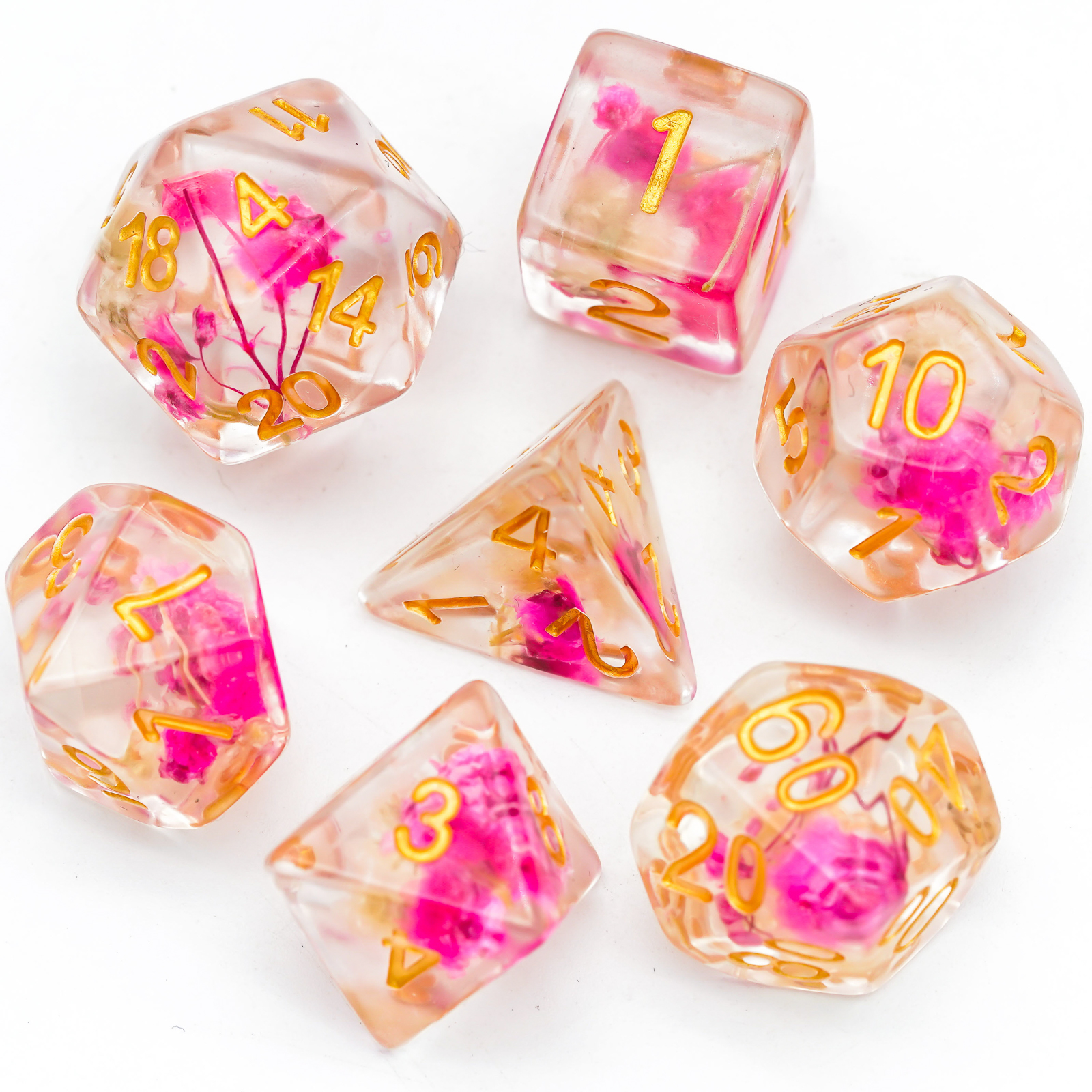 Full Set Flowers bloom Resin Dice Set With Bag