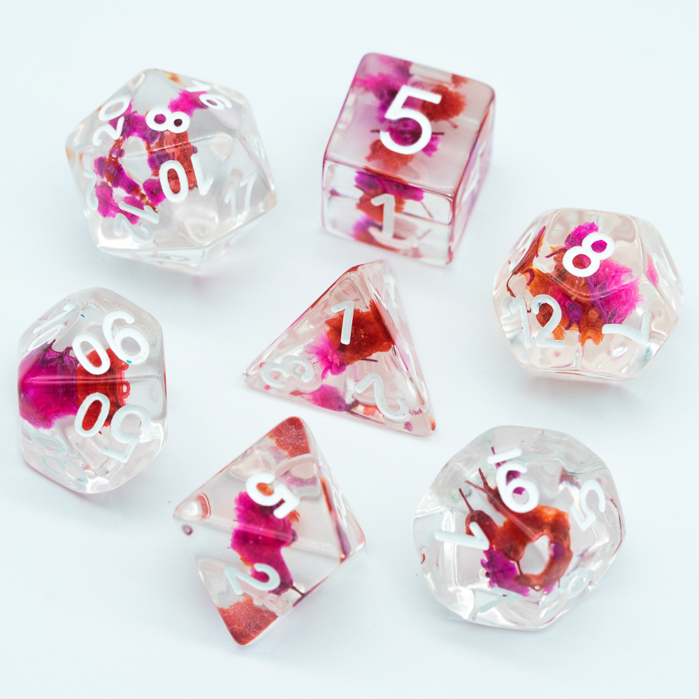 Full Set Flowers bloom Resin Dice Set With Bag