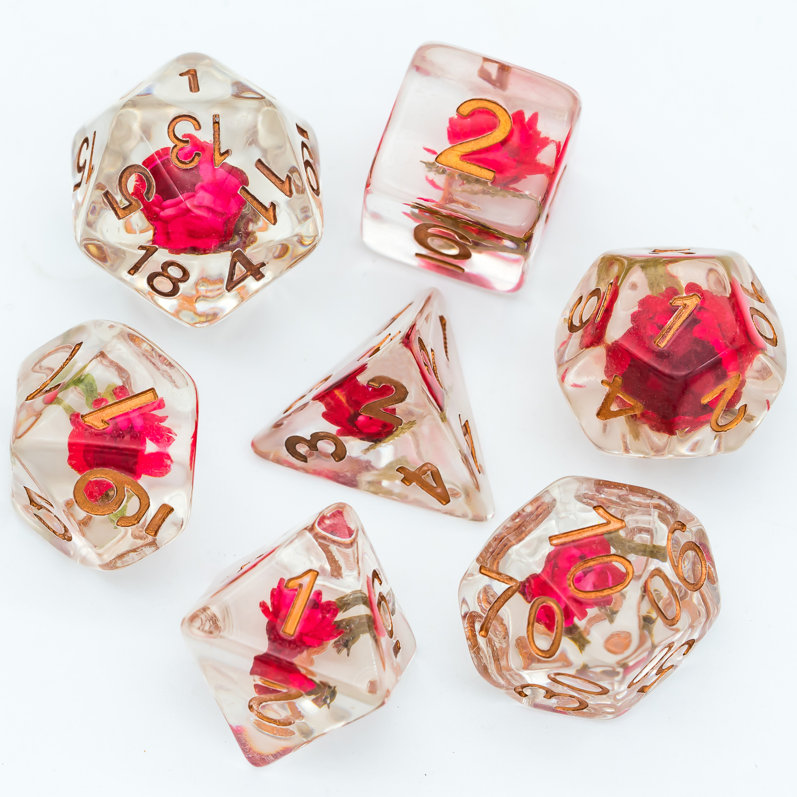 Full Set Flowers bloom Resin Dice Set With Bag