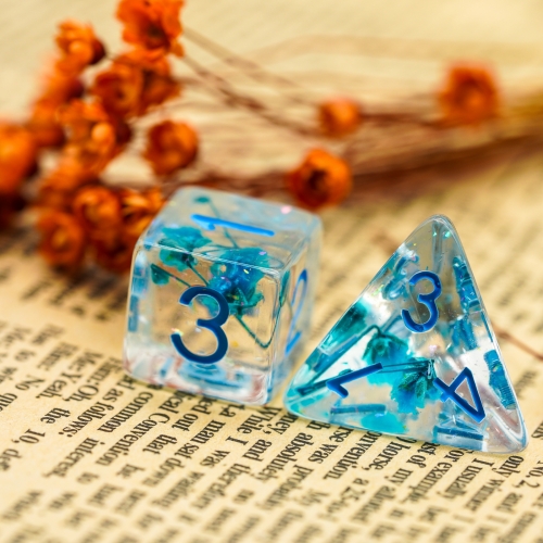 Flowers Bloom Resin Dice Set With Bag