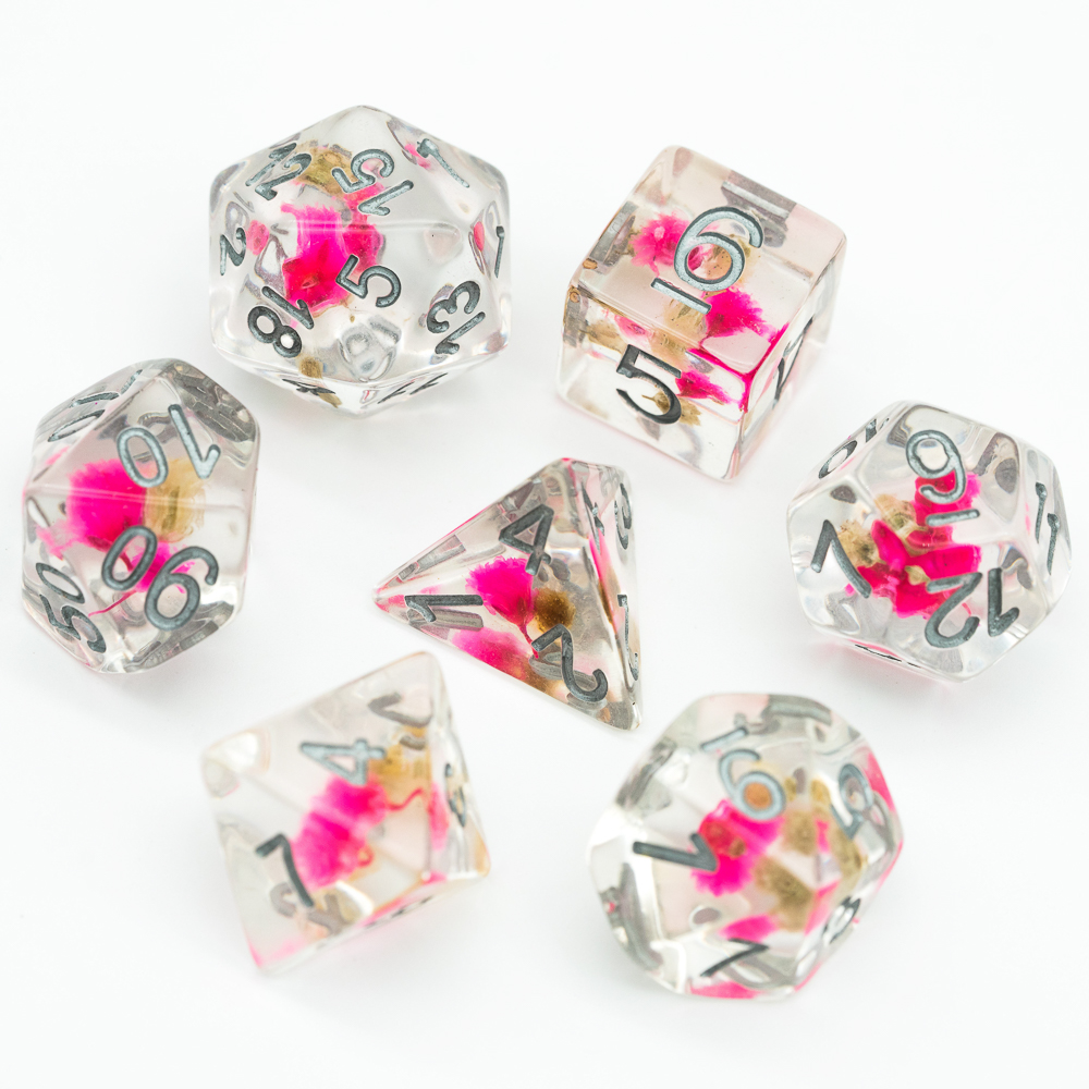 Full Set Flowers bloom Resin Dice Set With Bag
