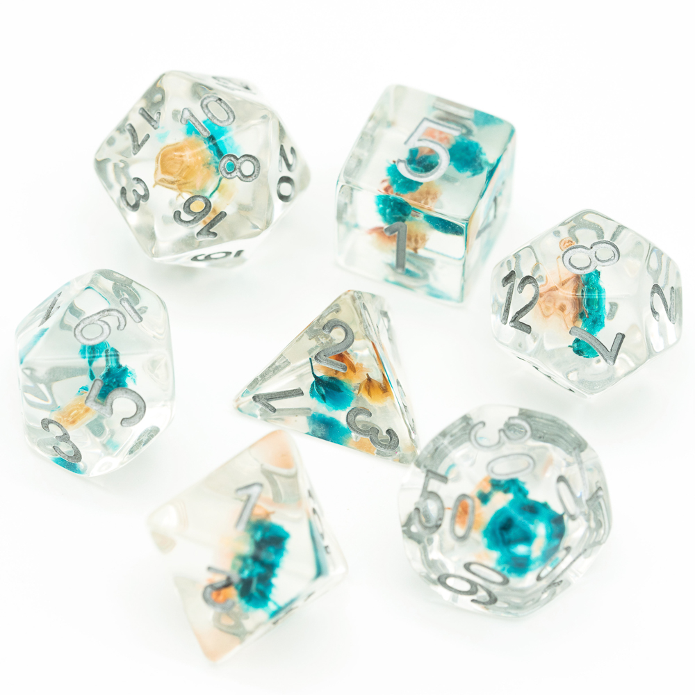 Full Set Flowers bloom Resin Dice Set With Bag