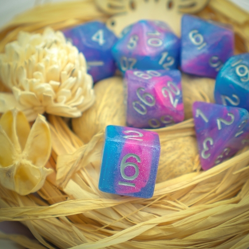 Gorgeous Galaxy Resin Dice Set With Bag