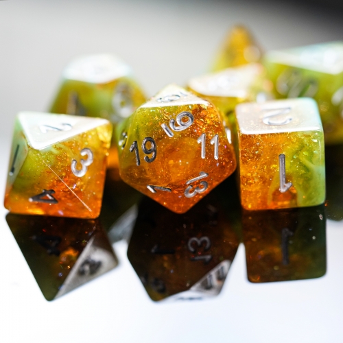 Treasure Flash Series Resin DND Dice Set With Bag