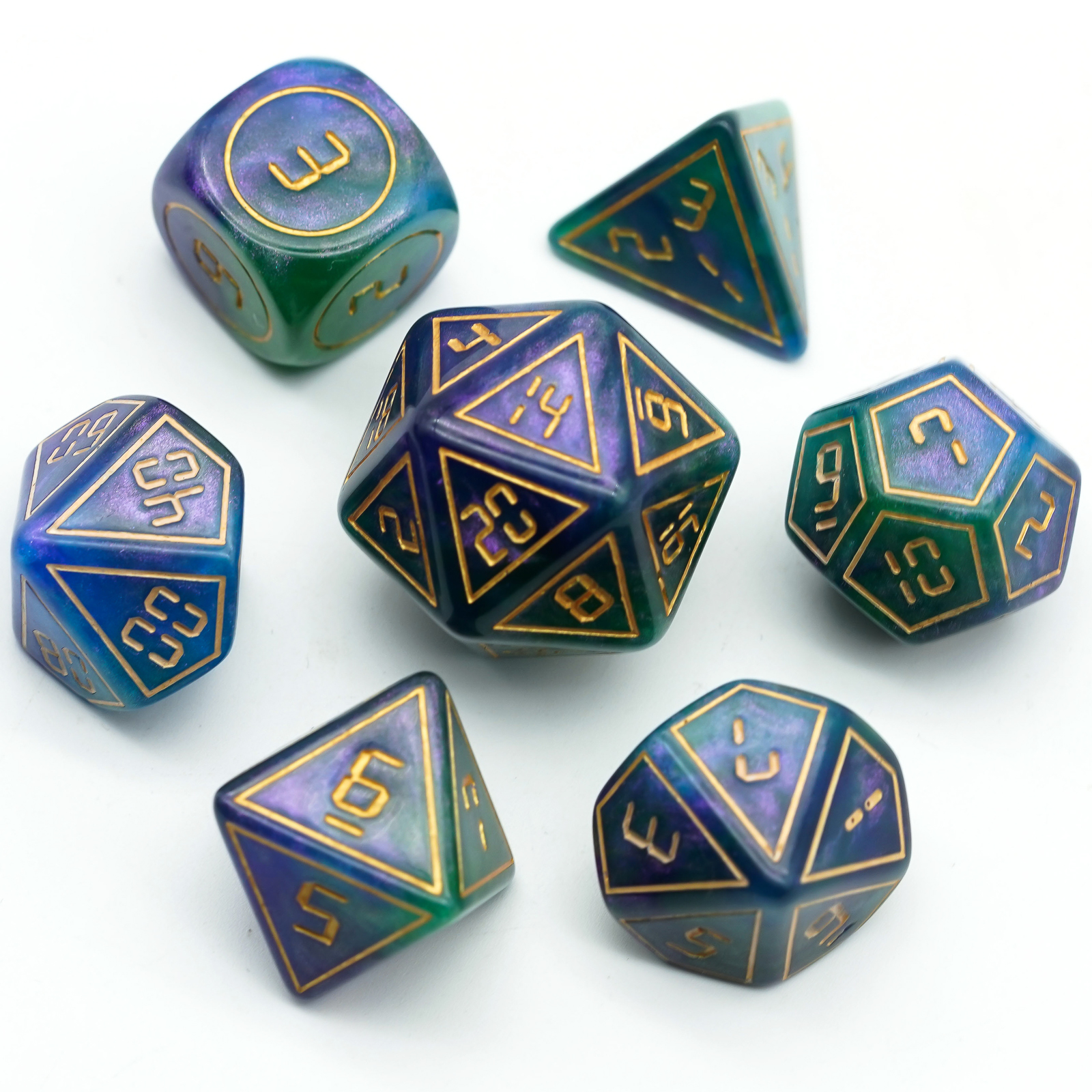 Full Set Electronic Clock Resin Dnd Dice With Bag