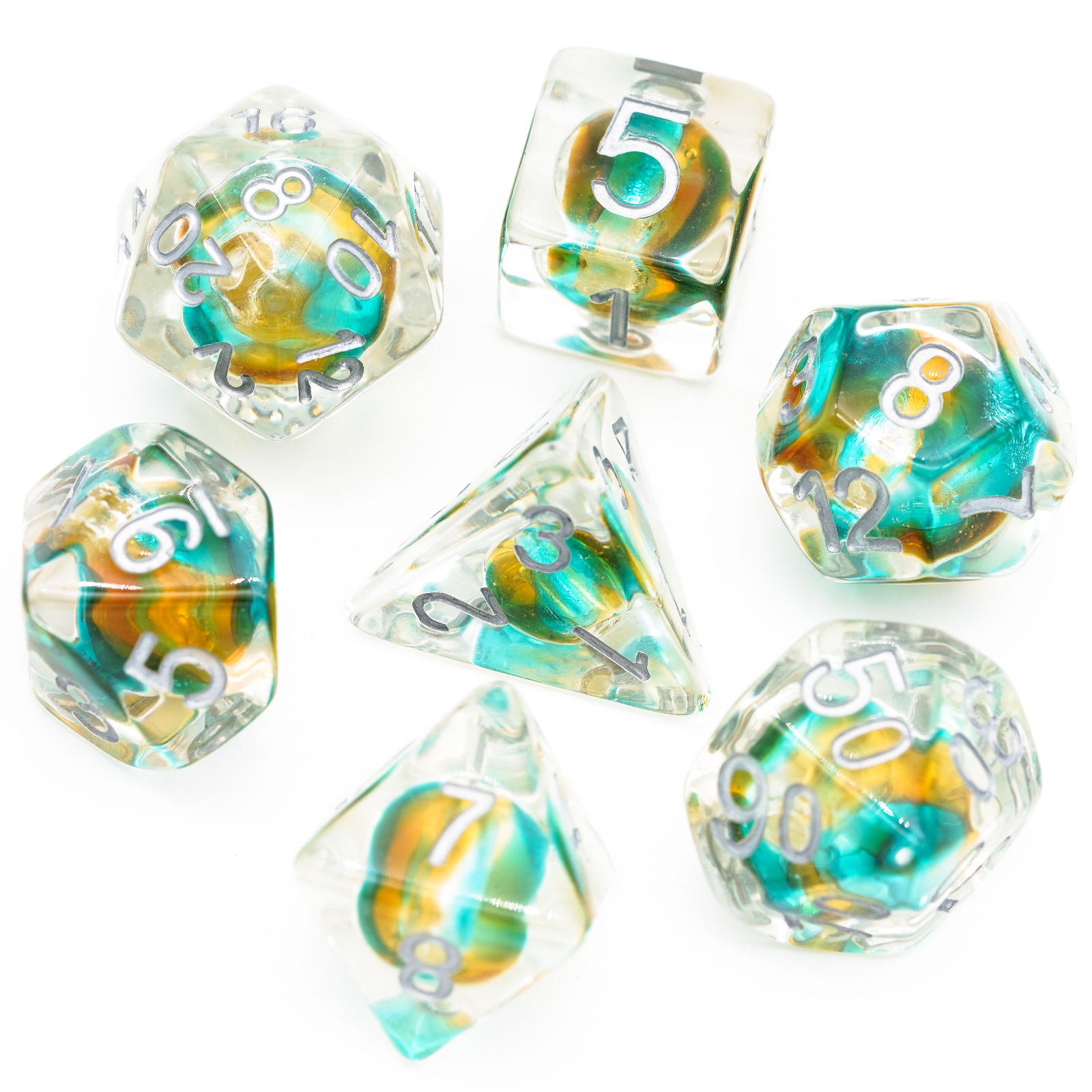 Full Set Glass Beads Resin DND Dice With Bag