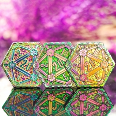 Various Styles of Flat D20 Metal Coins