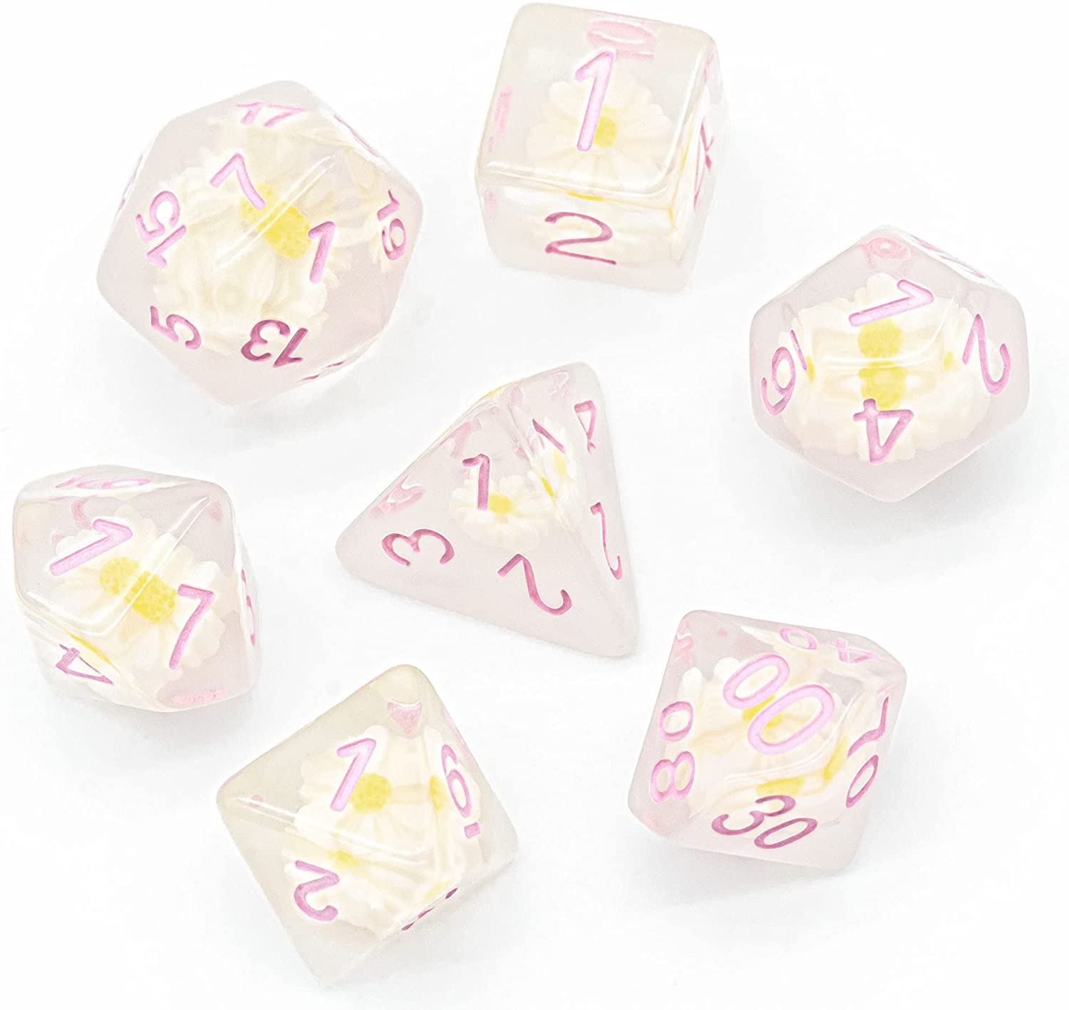 Full Set Flowers bloom Resin Dice Set With Bag
