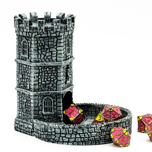 Resin Dice Tower Die Roller Castle Rolling Case For DND, Board Game, D&D, RPG
