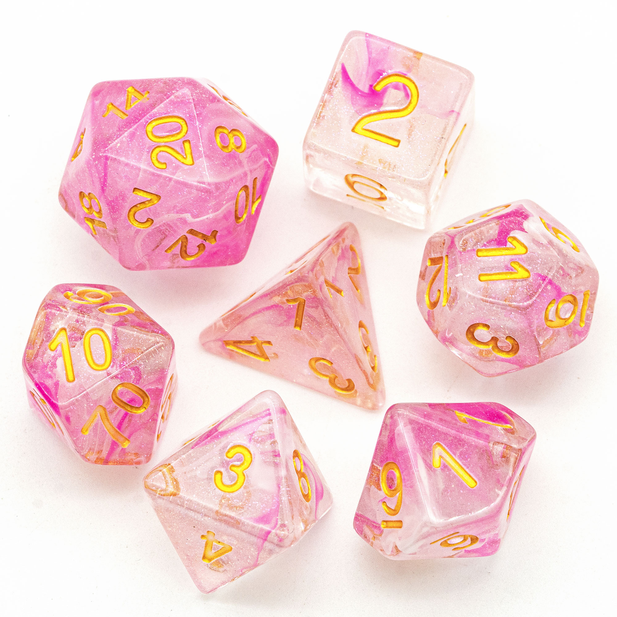 Full Set Floating Silk Chameleon Resin Dice Set With Bag