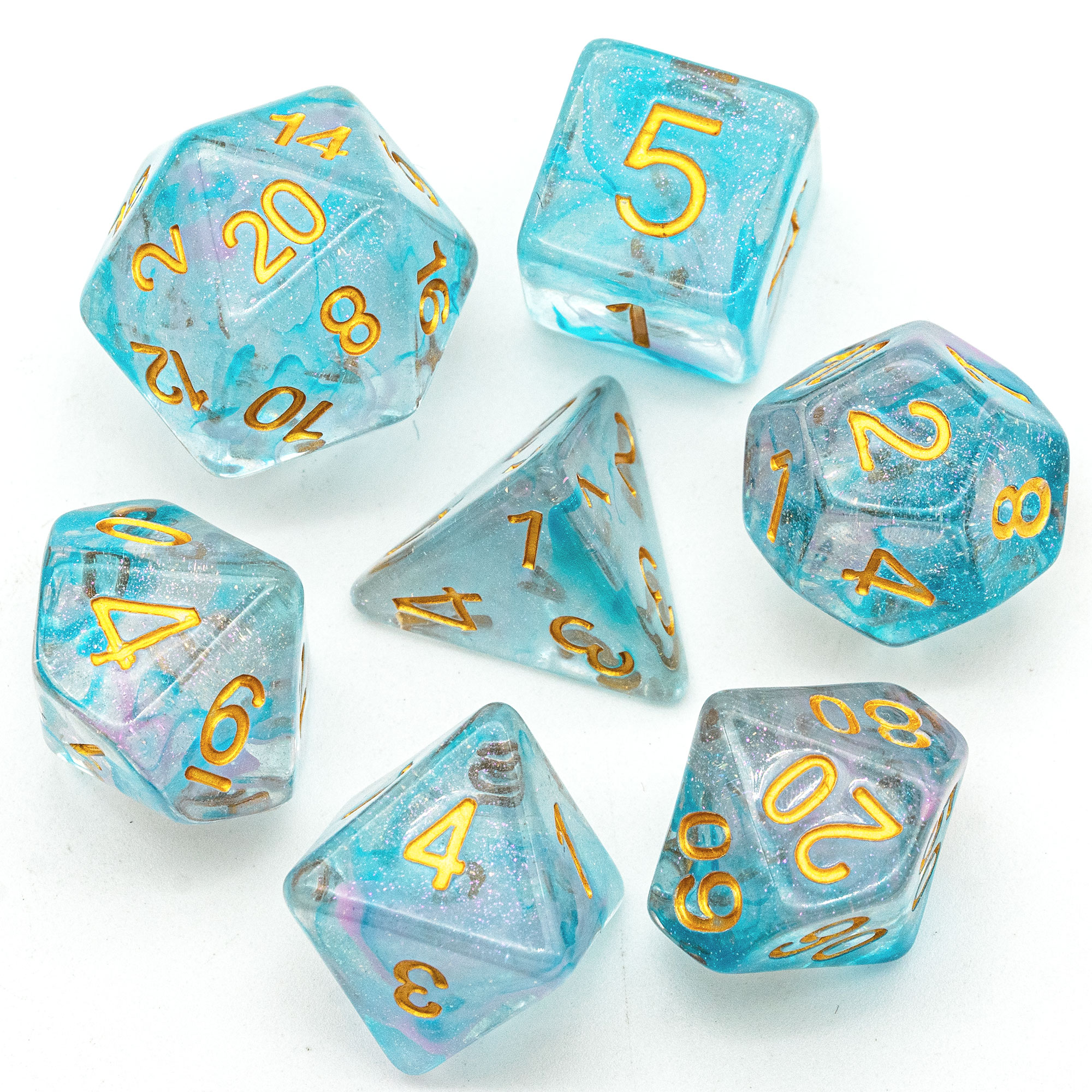 Full Set Floating Silk Chameleon Resin Dice Set With Bag