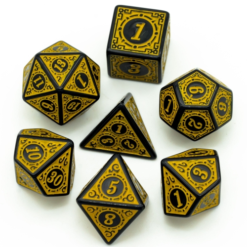 Cusdie 7-in-1 Foldable Spinner Metal DND Dice Set with PU Leather Bag Compact Design with D4, D6, D8, D10, D12, D20, D% for Role Play Game Gifts