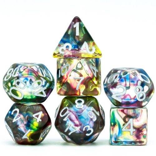 Cusdie 7Pcs/Set DND Dice Resin Dice Set With Bag- Like Colored Glaze