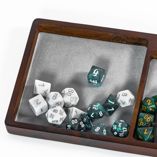 Rectangle Wooden Dice Tray& Dice Box Made by Acacia Wood, Dice Mat for DND Dice Set, D&D, RPG, Tabletop Games