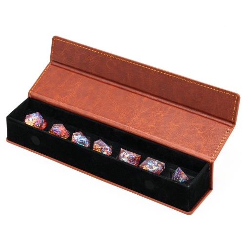 Cusdie Leather Dice Case for 7 Pcs DND Dice, Storage Box, for 16mm DND Dice, Dice Holder, For Tabletop Games