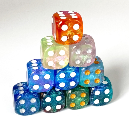 10Pcs D6 Dice 6 Sided 16mm Dice Cubic Standard Game Dice for Table Games and Math Teaching
