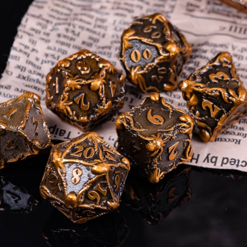 Cusdie Octopus Metal D&D Dice Set, 7 PCs Metal DND Dice, Polyhedral Dice Set, for Role Playing Game MTG Pathfinder