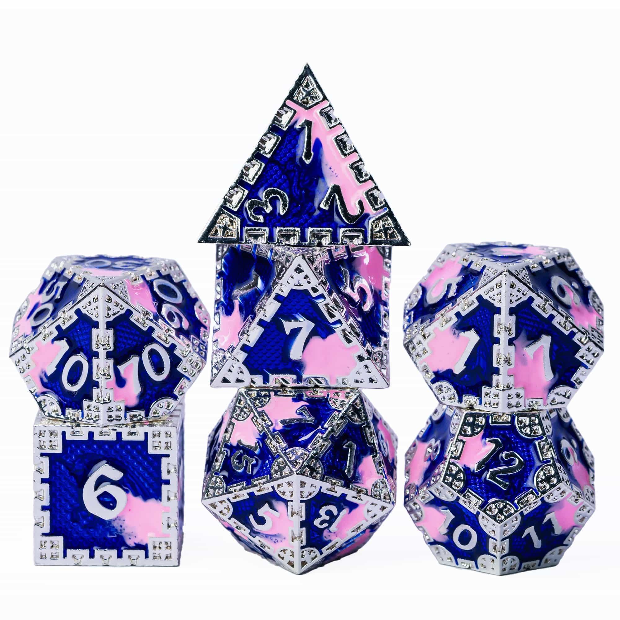 Set De Dés Polyédriques Butterfly Bush – 7 Pièces, Violet/bleu/vert Avec Paillettes Dorées, Pour D&D Et RPG