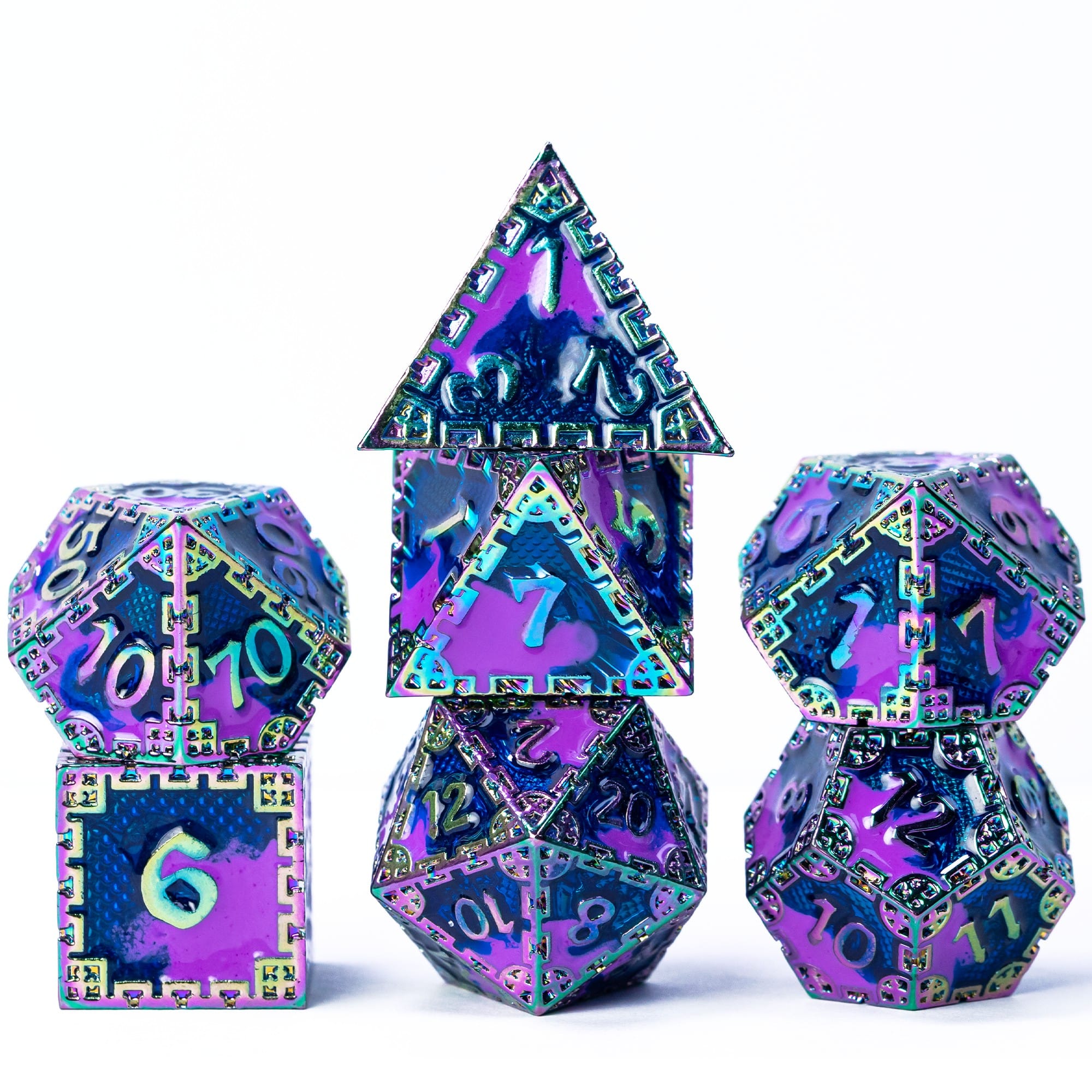 Set De 7 Dés Creux Métal D&D – Dragon 3D – D4 à D20 – Pour RPG Pathfinder MTG – Cadeau Joueur – Noir Et Rouge