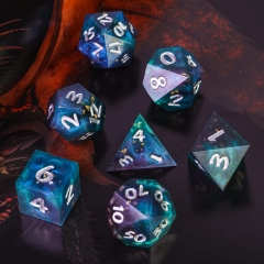 Cusdie Galaxy Sharp Edges DND Dice, 7 Pcs D&D Dice, Handcrafted Polyhedral Dice Set, for Role Playing Game MTG Pathfinder