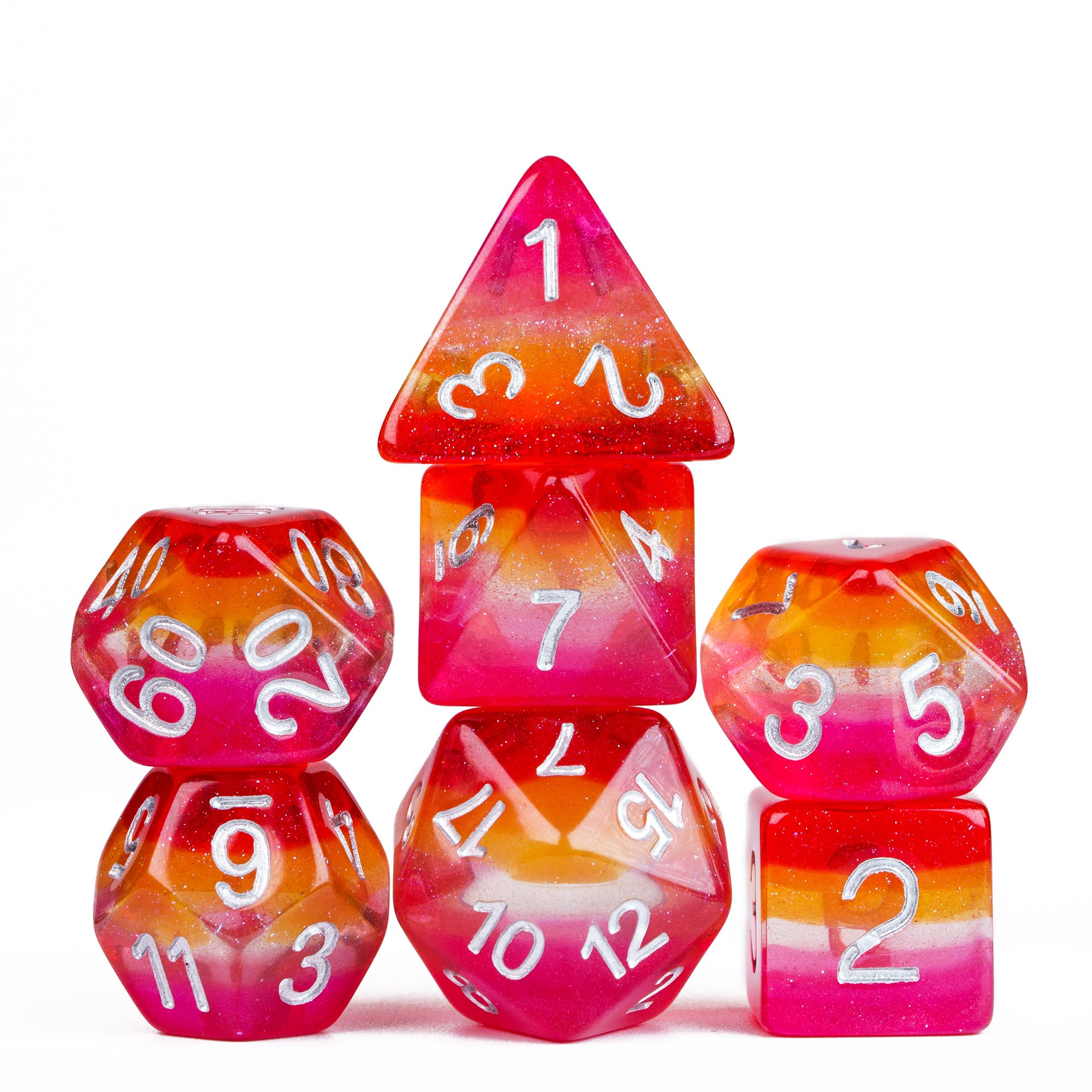 7Pcs/set Trans-Pride DND Dice D&D Dice D4 D6 D8 D10 D% D12 D20 Pride ...