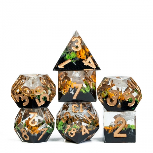 Cusdie Season Sharp Edges DND Dice, 7 Pcs D&D Dice, Handcrafted Polyhedral Dice Set, for Role Playing Game MTG Pathfinder