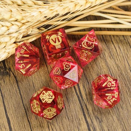 Cusdie Sharp Edges DND Dice with Roman Numerals, 7 PCs D&D Dice, Handcrafted Polyhedral Dice Set, for Role Playing Game MTG Pathfinder