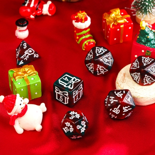 Cusdie 7-Die Xmas Dice Set DND, Polyhedral Dice Set Christmas Theme, Festival Gift for Role Playing Game Dungeons and Dragons D&D Dice MTG Pathfinder