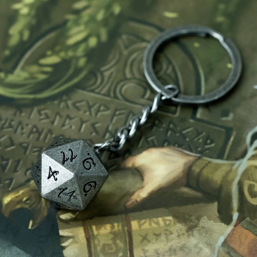 Removable Metal D20 Keychain