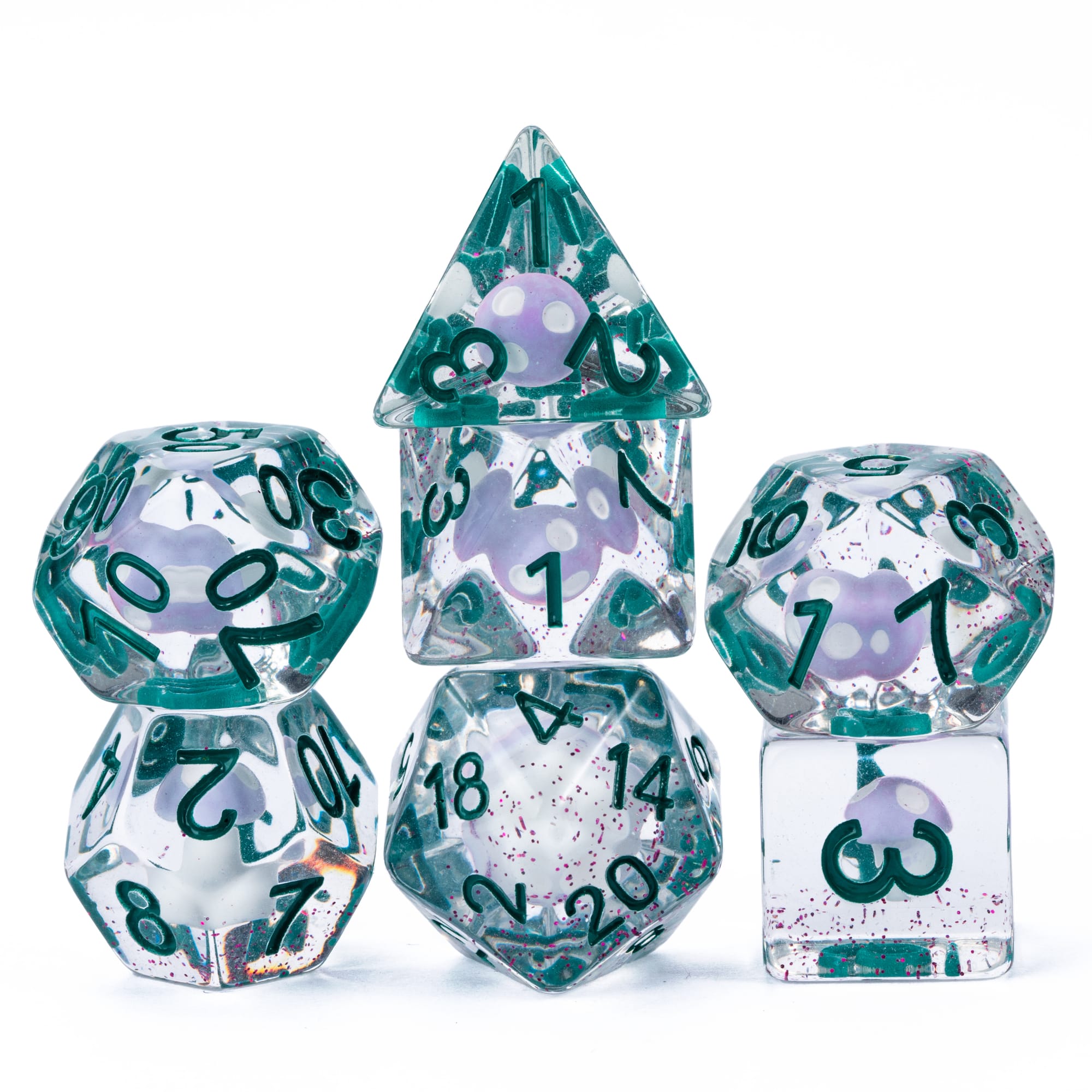 Full Set Mushroom theme Resin Dice Set With Bag