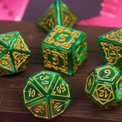 Cusdie Polyhedral 7-Die Druid Pattern Dice Set of D4 D6 D8 D10 D% D12 D20 for RPG DND
