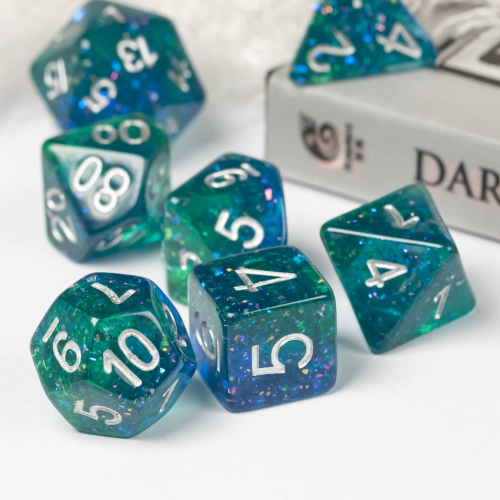 Cusdie 7PCS DND Dice Set, Polyhedral Dice Set Filled with Glitters, for TTRPG Role Playing Game Dungeons and Dragons D&D Dice Pathfinder