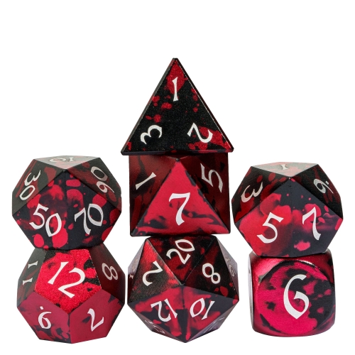 Cusdie 7-Die Metal DND Dice Set, Aluminum Polyhedral D&D Dice Set for DND Dungeons and Dragons TTRPG Role Playing Games